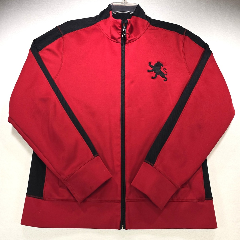 Express Mens Red Black Lion Logo Full Zip Track Jacket XL Athletic Activewear